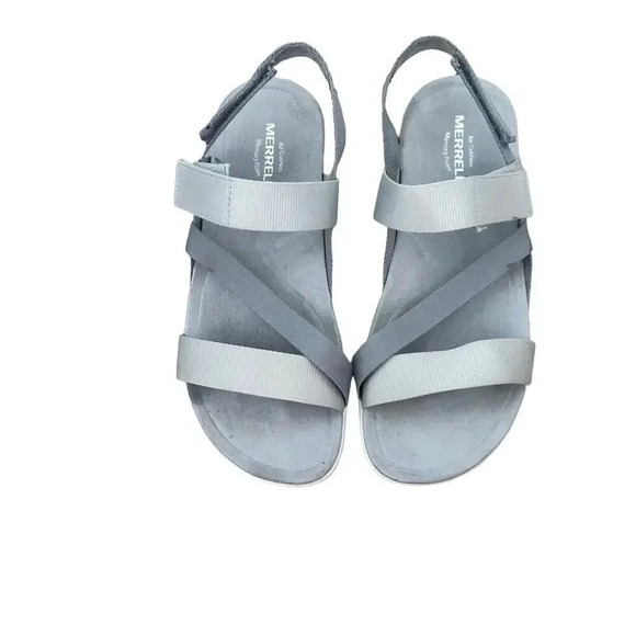 Merrell Women's Gray Air Cushion Memory Pull-On Strappy Foam Sandals Size 7 - Picture 1 of 7